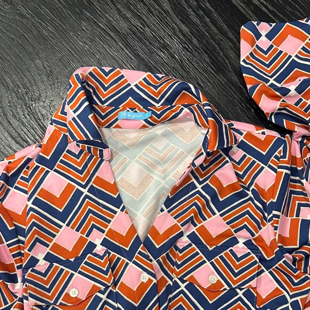 Geometric Long Sleeve Dress - Multicolor - Picture 3 of 4